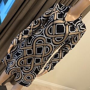 Diane Von Furstenberg Black and Gold Geometric Dress